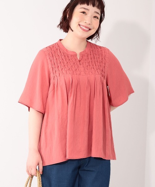 セール】【L～6L 大きいサイズ】【接触冷感】リネンライクスラブタック