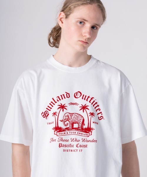 rehacer(レアセル)の「rehacer TEE : Sun Land TEE / サンランド T-shirt(Tシャツ/カットソー・メンズ・スミクロ/ピンク/ホワイト・X-LARGE/LARGE/MEDIUM/SMALL)」の4枚目の写真