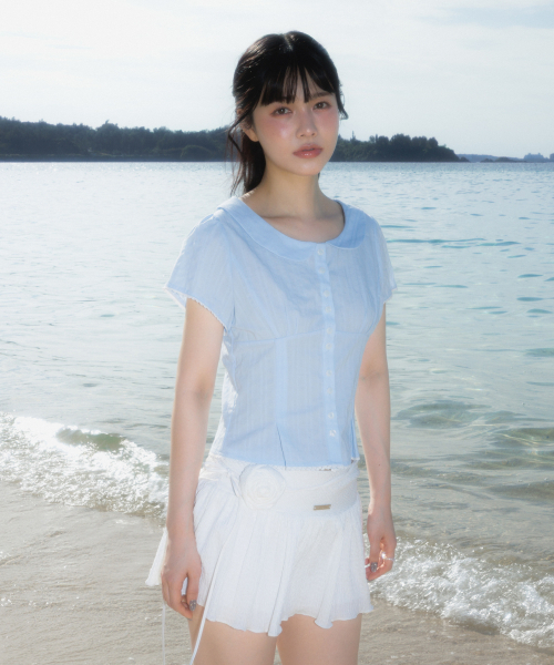 ROSEFRANTZ（ロゼフランツ）の「Round Collar Short Sleeve Blouse [Sky Blue]（シャツ/ブラウス・レディース・スカイブルー・SMALL/MEDIUM）」の3枚目の写真