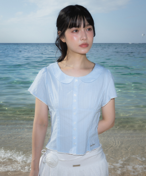 ROSEFRANTZ（ロゼフランツ）の「Round Collar Short Sleeve Blouse [Sky Blue]（シャツ/ブラウス・レディース・スカイブルー・SMALL/MEDIUM）」の5枚目の写真