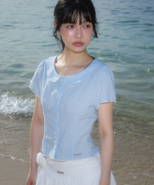 ROSEFRANTZ（ロゼフランツ）の「Round Collar Short Sleeve Blouse [Sky Blue]（シャツ/ブラウス・レディース・スカイブルー・SMALL/MEDIUM）」の6枚目の写真