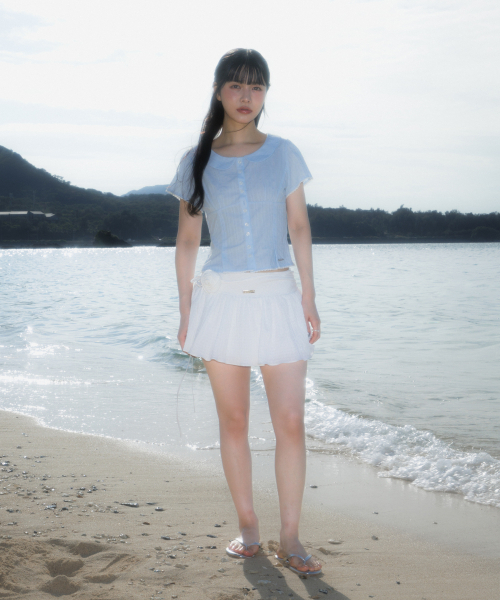 ROSEFRANTZ（ロゼフランツ）の「Round Collar Short Sleeve Blouse [Sky Blue]（シャツ/ブラウス・レディース・スカイブルー・SMALL/MEDIUM）」の7枚目の写真