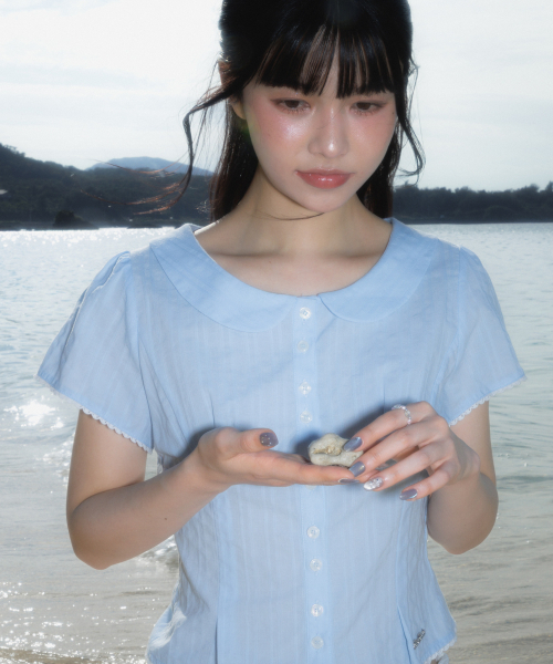 ROSEFRANTZ（ロゼフランツ）の「Round Collar Short Sleeve Blouse [Sky Blue]（シャツ/ブラウス・レディース・スカイブルー・SMALL/MEDIUM）」の8枚目の写真