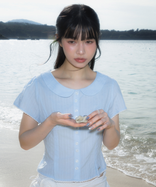 ROSEFRANTZ（ロゼフランツ）の「Round Collar Short Sleeve Blouse [Sky Blue]（シャツ/ブラウス・レディース・スカイブルー・SMALL/MEDIUM）」の9枚目の写真