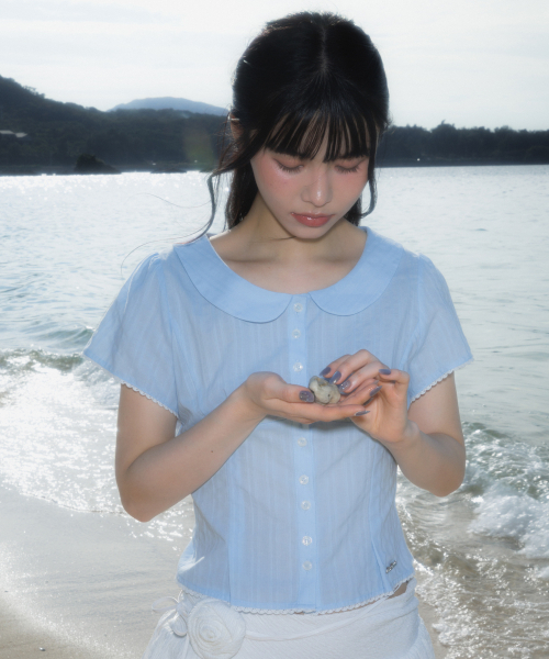 ROSEFRANTZ（ロゼフランツ）の「Round Collar Short Sleeve Blouse [Sky Blue]（シャツ/ブラウス・レディース・スカイブルー・SMALL/MEDIUM）」の11枚目の写真