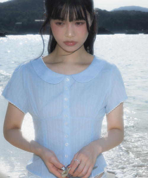 ROSEFRANTZ（ロゼフランツ）の「Round Collar Short Sleeve Blouse [Sky Blue]（シャツ/ブラウス・レディース・スカイブルー・SMALL/MEDIUM）」の12枚目の写真