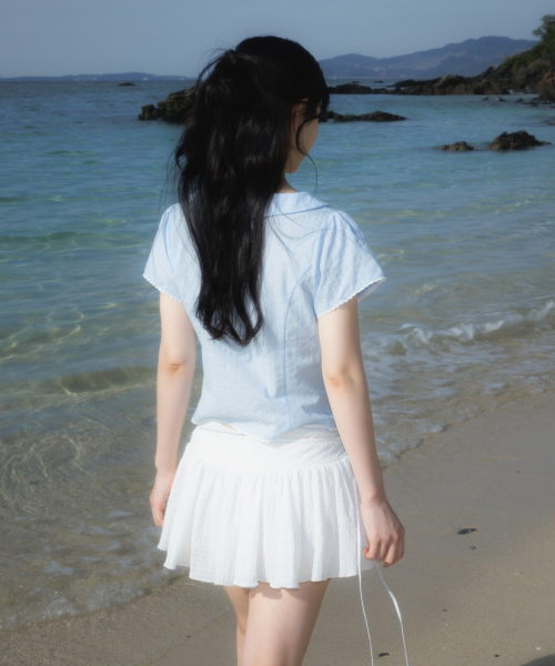 ROSEFRANTZ（ロゼフランツ）の「Round Collar Short Sleeve Blouse [Sky Blue]（シャツ/ブラウス・レディース・スカイブルー・SMALL/MEDIUM）」の13枚目の写真