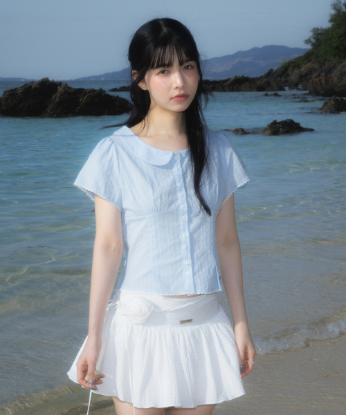 ROSEFRANTZ（ロゼフランツ）の「Round Collar Short Sleeve Blouse [Sky Blue]（シャツ/ブラウス・レディース・スカイブルー・SMALL/MEDIUM）」の14枚目の写真