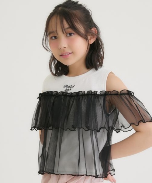 メル19034★新品 ピンクラテ★シアーTシャツコ－デセット 130 シアードッキングトップス（シャツ/ブラウス）｜PINK-latte
