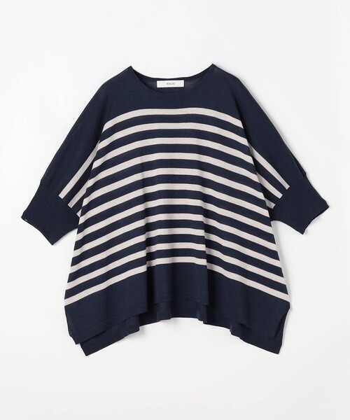 WALDO(ウォルド)の「五分袖ボーダーポンチョニット(ニット/セーター・レディース・ホワイト/ネイビー/サックスブルー・FREE)」の6枚目の写真