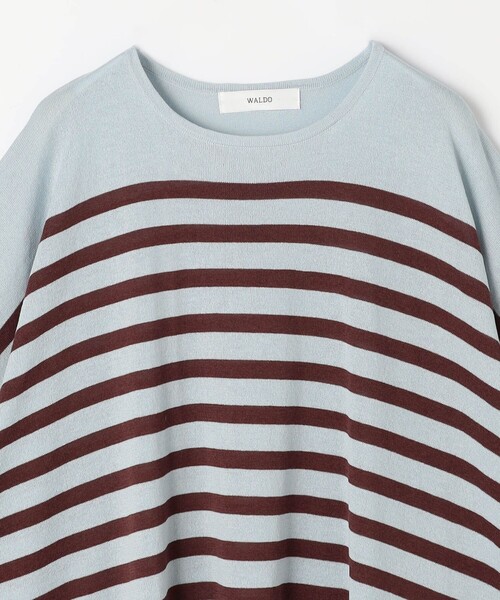 WALDO(ウォルド)の「五分袖ボーダーポンチョニット(ニット/セーター・レディース・ホワイト/ネイビー/サックスブルー・FREE)」の8枚目の写真