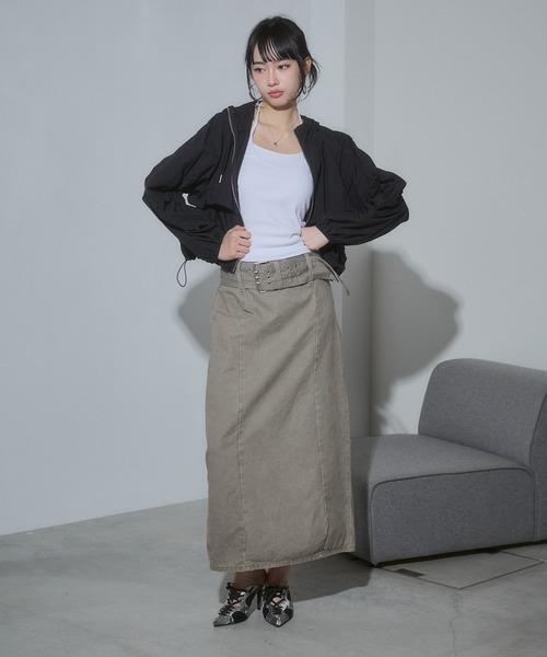 ENVYM（アンビー）の「アイレットベルトマキシスカート（スカート・レディース・グレー/グリーン・SMALL/MEDIUM）」の14枚目の写真