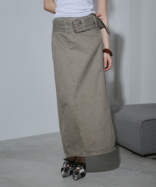 ENVYM（アンビー）の「アイレットベルトマキシスカート（スカート・レディース・グレー/グリーン・SMALL/MEDIUM）」の10枚目の写真