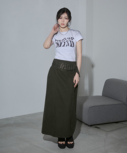 ENVYM（アンビー）の「アイレットベルトマキシスカート（スカート・レディース・グレー/グリーン・SMALL/MEDIUM）」の7枚目の写真