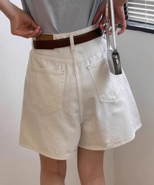 mielu(ミエル)の「ベーシックハーフデニムパンツ(デニムパンツ・レディース・ホワイト・LARGE/MEDIUM/SMALL)」の3枚目の写真