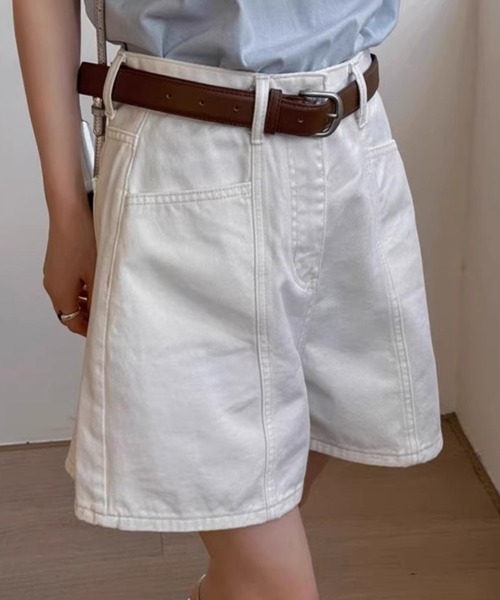 mielu(ミエル)の「ベーシックハーフデニムパンツ(デニムパンツ・レディース・ホワイト・LARGE/MEDIUM/SMALL)」の4枚目の写真