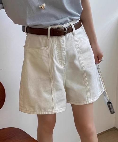 mielu(ミエル)の「ベーシックハーフデニムパンツ(デニムパンツ・レディース・ホワイト・LARGE/MEDIUM/SMALL)」の5枚目の写真