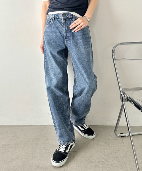 HANES（ヘインズ）の「Hanes(ヘインズ)/ワイドストレート ワイドフィット デニムパンツ/ワイドストレート デニム（デニムパンツ・レディース・ブラック/ライトブルー/ネイビー/ブルー・L/M/S）」の17枚目の写真