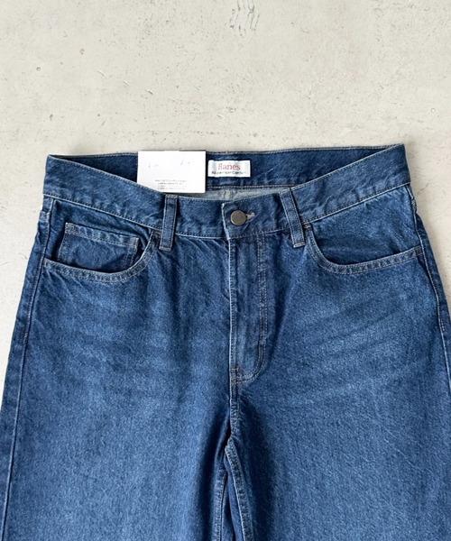 HANES（ヘインズ）の「Hanes(ヘインズ)/ワイドストレート ワイドフィット デニムパンツ/ワイドストレート デニム（デニムパンツ・レディース・ブラック/ライトブルー/ネイビー/ブルー・L/M/S）」の6枚目の写真