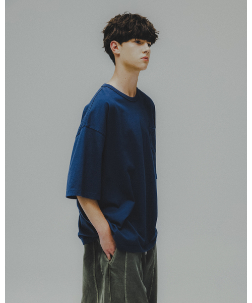 ANGLAN（アングラン）の「Essential Pocket Half Tee - Navy（Tシャツ/カットソー・メンズ・その他・1/2）」の6枚目の写真