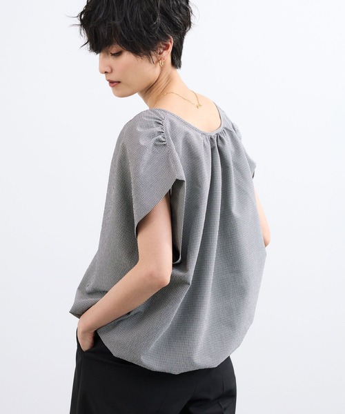 BARNYARDSTORM(バンヤードストーム)の「BARNYARDSTORM / エアリーサッカーバルーンブラウス【吸水速乾/JAPAN FABRIC】(シャツ/ブラウス・レディース・ブラック/ホワイト・FREE)」の18枚目の写真