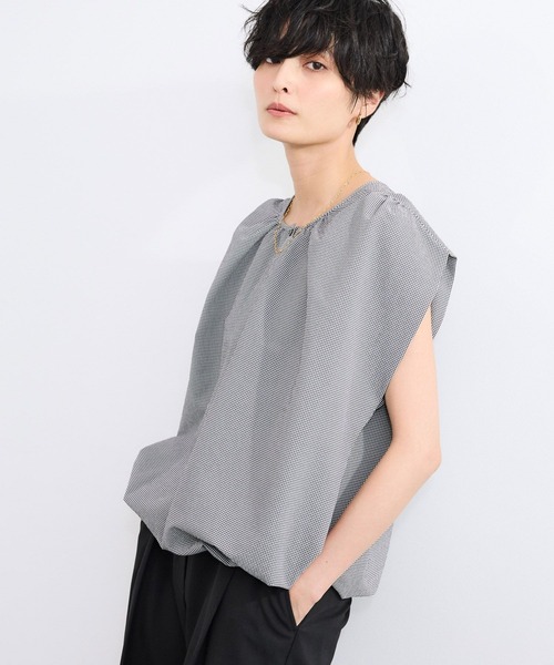 BARNYARDSTORM(バンヤードストーム)の「BARNYARDSTORM / エアリーサッカーバルーンブラウス【吸水速乾/JAPAN FABRIC】(シャツ/ブラウス・レディース・ブラック/ホワイト・FREE)」の12枚目の写真