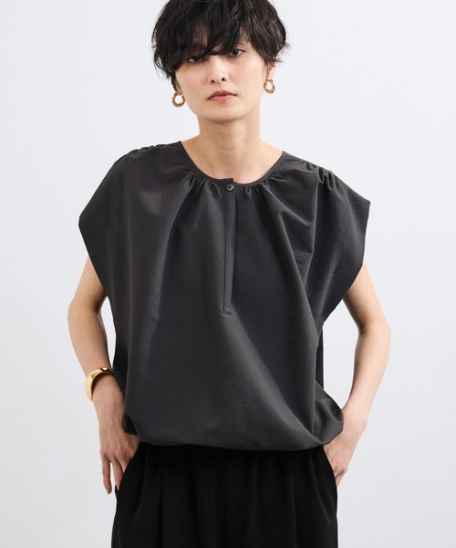 BARNYARDSTORM(バンヤードストーム)の「BARNYARDSTORM / エアリーサッカーバルーンブラウス【吸水速乾/JAPAN FABRIC】(シャツ/ブラウス・レディース・ブラック/ホワイト・FREE)」の14枚目の写真