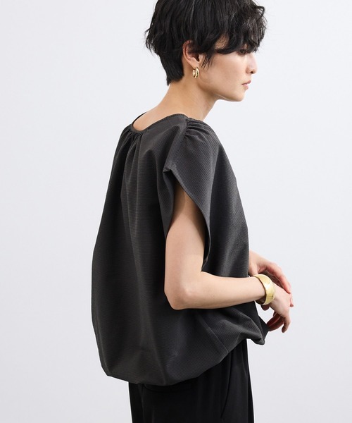 BARNYARDSTORM(バンヤードストーム)の「BARNYARDSTORM / エアリーサッカーバルーンブラウス【吸水速乾/JAPAN FABRIC】(シャツ/ブラウス・レディース・ブラック/ホワイト・FREE)」の15枚目の写真