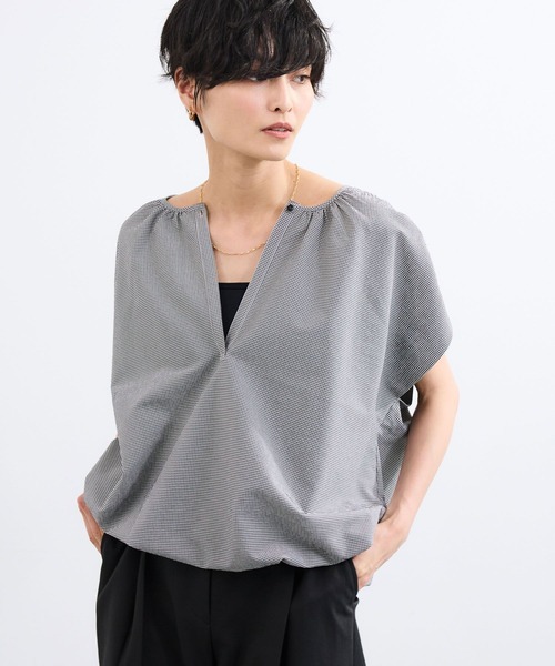 BARNYARDSTORM(バンヤードストーム)の「BARNYARDSTORM / エアリーサッカーバルーンブラウス【吸水速乾/JAPAN FABRIC】(シャツ/ブラウス・レディース・ブラック/ホワイト・FREE)」の17枚目の写真