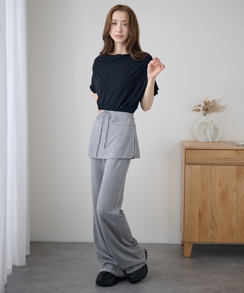DAYRA(デイラ)の「サイド スリット スカート付き フレア スウェット パンツ(スウェットパンツ・レディース・ネイビー/ダークグレー/ブラック・L/M)」の7枚目の写真