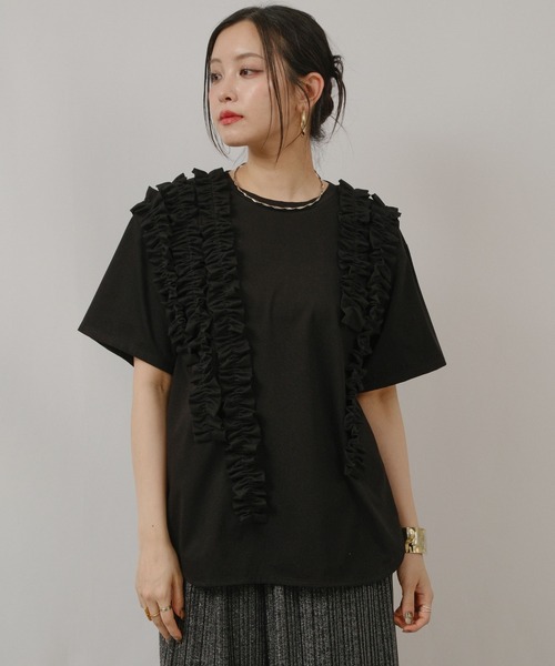 palm RICHE(ポームリシュ)の「ランダムフリルトップス(Tシャツ/カットソー・レディース・グレー/オフホワイト/ブラック・M)」の22枚目の写真