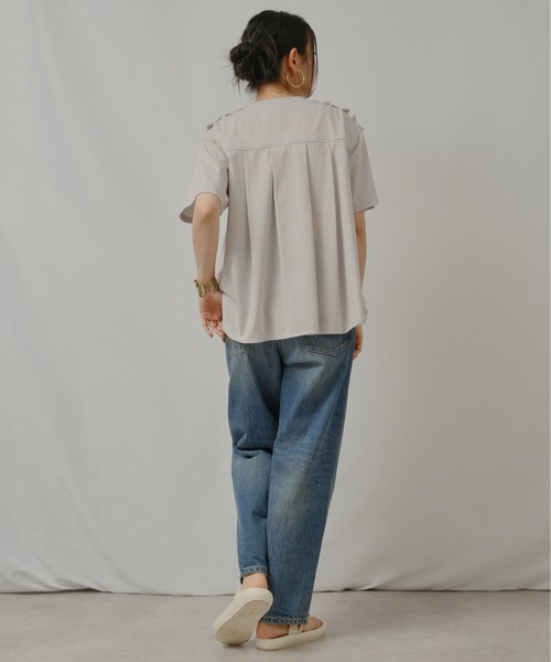 palm RICHE(ポームリシュ)の「ランダムフリルトップス(Tシャツ/カットソー・レディース・グレー/オフホワイト/ブラック・M)」の6枚目の写真