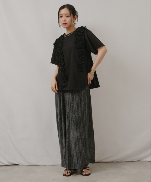 palm RICHE(ポームリシュ)の「ランダムフリルトップス(Tシャツ/カットソー・レディース・グレー/オフホワイト/ブラック・M)」の21枚目の写真