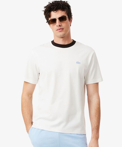 LACOSTE(ラコステ)の「配色ネックリブリンガーネックTシャツ(Tシャツ/カットソー・メンズ・オフホワイト/ライトブルー/オレンジ・2/3/5/4)」の15枚目の写真