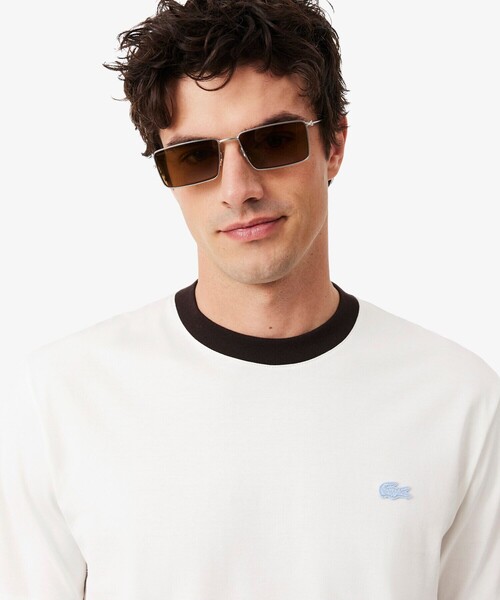 LACOSTE(ラコステ)の「配色ネックリブリンガーネックTシャツ(Tシャツ/カットソー・メンズ・オフホワイト/ライトブルー/オレンジ・2/3/5/4)」の14枚目の写真