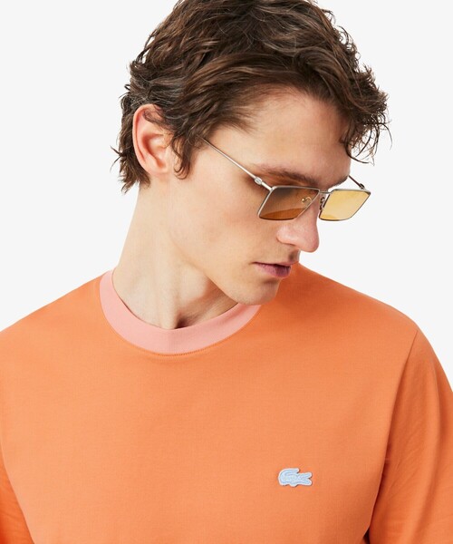 LACOSTE(ラコステ)の「配色ネックリブリンガーネックTシャツ(Tシャツ/カットソー・メンズ・オフホワイト/ライトブルー/オレンジ・2/3/5/4)」の8枚目の写真
