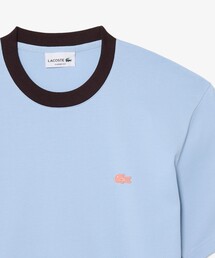 配色ネックリブリンガーネックTシャツ