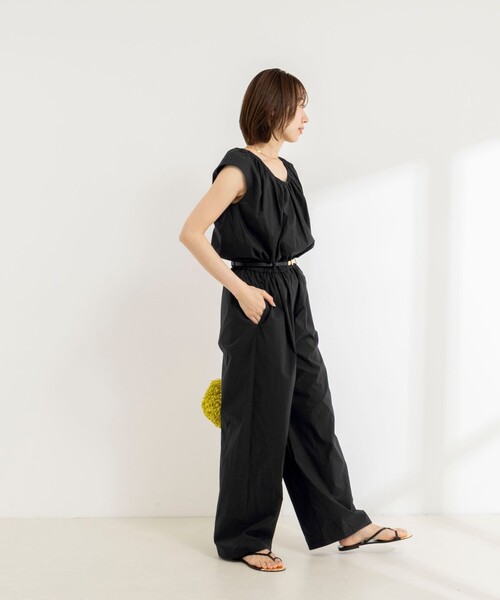 NOLLEY’S(ノーリーズ)の「ウォッシャブルギャザー2WAYオールインワン(つなぎ/オールインワン・レディース・ベージュ/ブラック・38)」の7枚目の写真