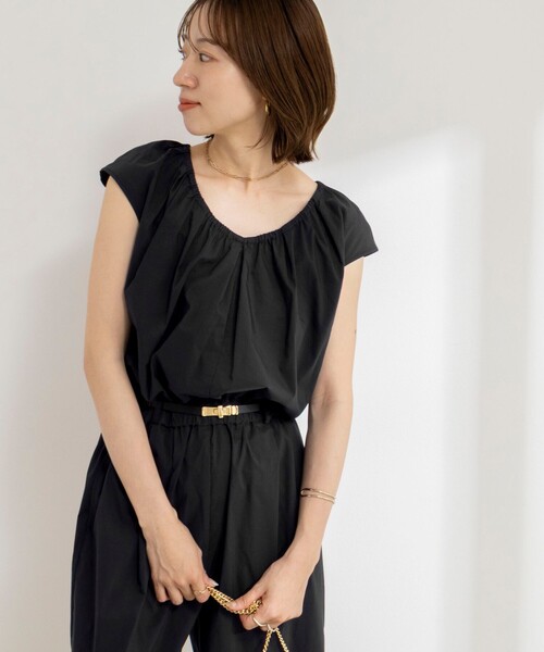 NOLLEY’S(ノーリーズ)の「ウォッシャブルギャザー2WAYオールインワン(つなぎ/オールインワン・レディース・ベージュ/ブラック・38)」の8枚目の写真