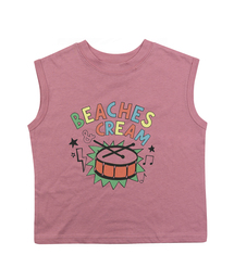 ドラム 袖なしTシャツ - グレイッシュピンク