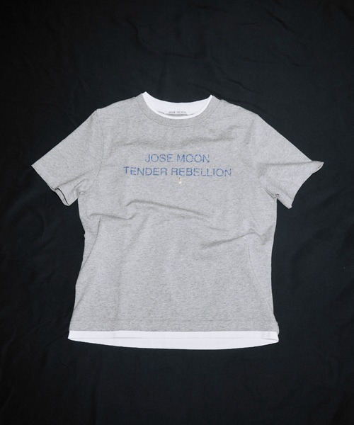 JOSE MOON（ジョゼムーン）の「RINGER T-SHIRT with PEARL/リンガーTシャツウィズパール（Tシャツ/カットソー・レディース・ホワイト/グレー/ブラック・FREE）」の3枚目の写真