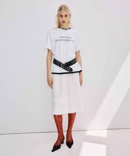 JOSE MOON（ジョゼムーン）の「RINGER T-SHIRT with PEARL/リンガーTシャツウィズパール（Tシャツ/カットソー・レディース・ホワイト/グレー/ブラック・FREE）」の9枚目の写真