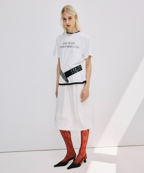 JOSE MOON（ジョゼムーン）の「RINGER T-SHIRT with PEARL/リンガーTシャツウィズパール（Tシャツ/カットソー・レディース・ホワイト/グレー/ブラック・FREE）」の22枚目の写真