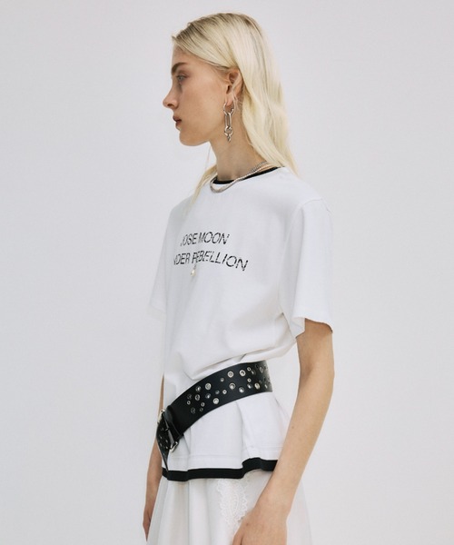 JOSE MOON（ジョゼムーン）の「RINGER T-SHIRT with PEARL/リンガーTシャツウィズパール（Tシャツ/カットソー・レディース・ホワイト/グレー/ブラック・FREE）」の8枚目の写真