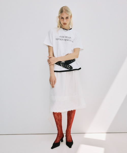 JOSE MOON（ジョゼムーン）の「RINGER T-SHIRT with PEARL/リンガーTシャツウィズパール（Tシャツ/カットソー・レディース・ホワイト/グレー/ブラック・FREE）」の10枚目の写真