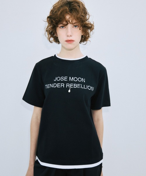 JOSE MOON（ジョゼムーン）の「RINGER T-SHIRT with PEARL/リンガーTシャツウィズパール（Tシャツ/カットソー・レディース・ホワイト/グレー/ブラック・FREE）」の12枚目の写真