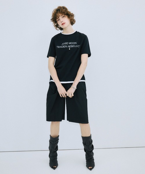 JOSE MOON（ジョゼムーン）の「RINGER T-SHIRT with PEARL/リンガーTシャツウィズパール（Tシャツ/カットソー・レディース・ホワイト/グレー/ブラック・FREE）」の17枚目の写真