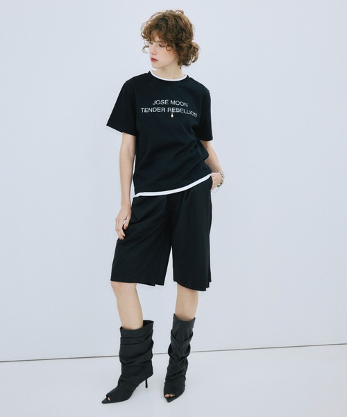 JOSE MOON（ジョゼムーン）の「RINGER T-SHIRT with PEARL/リンガーTシャツウィズパール（Tシャツ/カットソー・レディース・ホワイト/グレー/ブラック・FREE）」の16枚目の写真