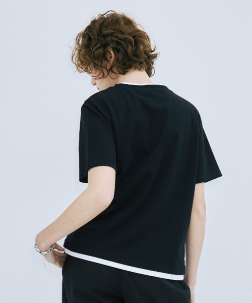 JOSE MOON（ジョゼムーン）の「RINGER T-SHIRT with PEARL/リンガーTシャツウィズパール（Tシャツ/カットソー・レディース・ホワイト/グレー/ブラック・FREE）」の14枚目の写真