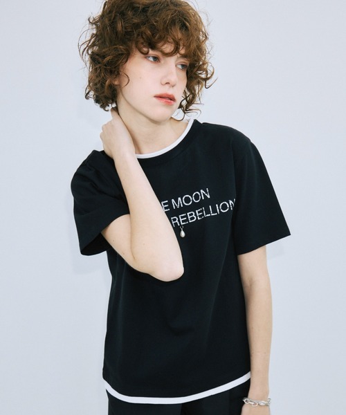 JOSE MOON（ジョゼムーン）の「RINGER T-SHIRT with PEARL/リンガーTシャツウィズパール（Tシャツ/カットソー・レディース・ホワイト/グレー/ブラック・FREE）」の21枚目の写真